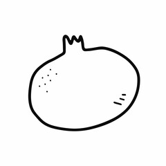 Doodle pomegranate. Hand-drawn fresh natural fruit isolated on white background. Outline healthy vegetarian food, vitamin, delicious organic plant, gardening symbol. Vector exotic garnet illustration