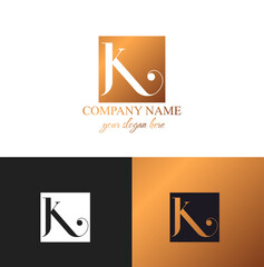 K letter monogram. Elegant luxury K logo. Calligraphic style. Vector design. Luxurious linear creative monogram.