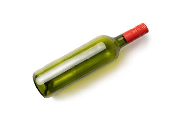 Empty wine bottle isolated on white background