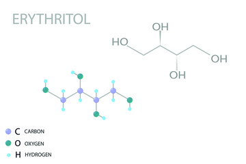 Erythritol molecular skeletal 3D chemical formula.	
