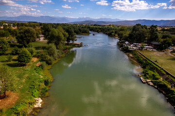 Fototapeta premium Drini river near Gjakove, Kosovo. 26.09.2018