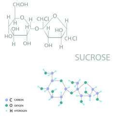Sucrose molecular skeletal 3D chemical formula.	
