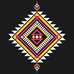 Fototapeta na wymiar Geometric ethnic pattern art. American, Mexican style. Background Aztec tribal ornament. Design for fabric, clothing, textile, logo, symbol.