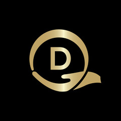 Hand Care Logo Template On Letter D. Creative letter D Logo Design Vector Template.