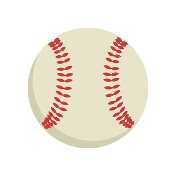 Vector illustration of baseball leather ball. Sports equipment for american team game on grass field. Sport competition and outdoors activity. Baseball ball in cartoon style