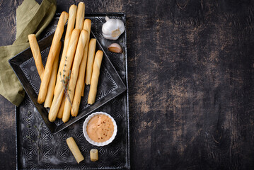 Italian grissini, traditional appetizer breadstick