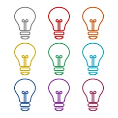 Light bulb icon isolated on white background. Set icons colorful