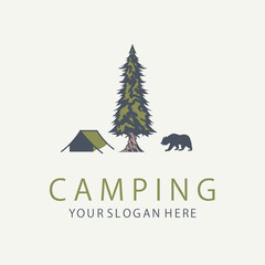 Camping adventure vintage logo template