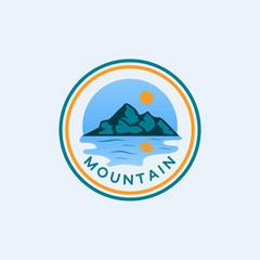 Mountain adventure camp colorful logo template