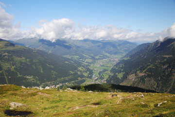 Fototapeta na wymiar Panorama of Gastein valley from Graukogel mountain, Austria