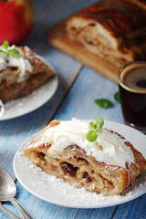 Traditional Austrian strudel with apples