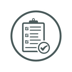 Clipboard, points, checklist icon. Gray vector graphics.
