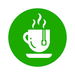 Coffee, cup, hot icon. Green vector design.