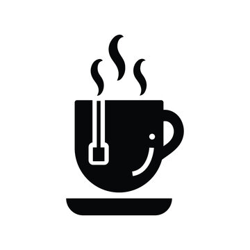 Coffee, cup, hot icon. Black vector graphics.