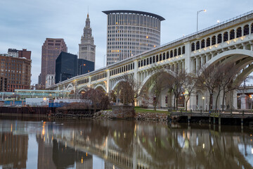 Detroit Superior Bridge, officially known as the Veterans Memorial Bridge over Cuyahoga River in...