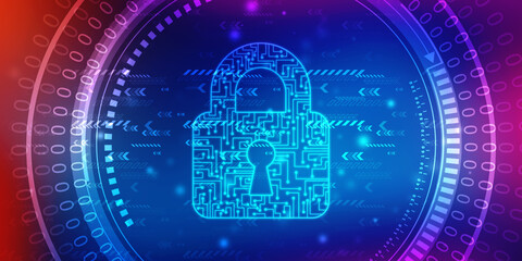 2d illustration Safety concept: Closed Padlock on digital background