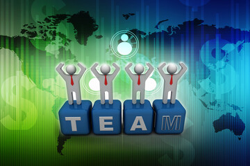 3d illustration Business Network team