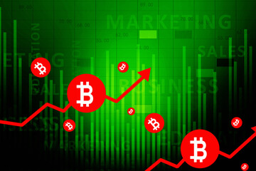 2d rendering bitcoin sign with graph