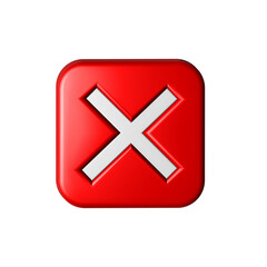 Obraz premium 3D x red button denied permission, error sigh or reject symbol
