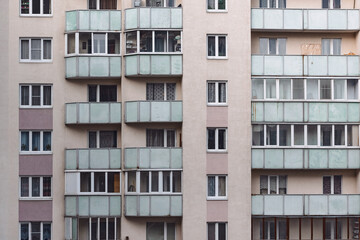 Fototapeta na wymiar Detail of balconies in a block of the flats