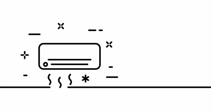 Air conditioner. Cold, warm, heat, comfort, temperature control, blow. Appliances concept. One line drawing animation. Motion design. Animated technology logo. Video 4K