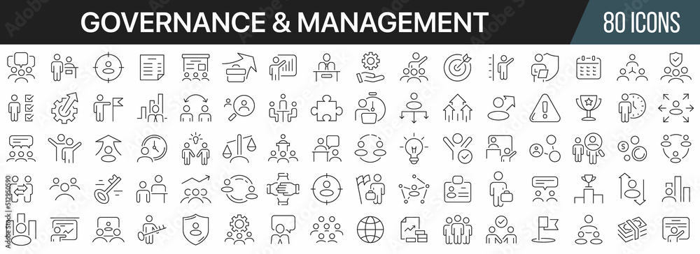 Leinwandbilder management and governance line icons collection. big ui icon set in a flat design. thin outline icon