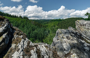 Engelsley Panorama Monschau Felsformation im Sommer