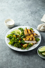 Healthy salad with grilled chicken