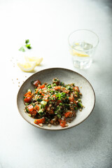 Healthy buckwheat salad with vegetables