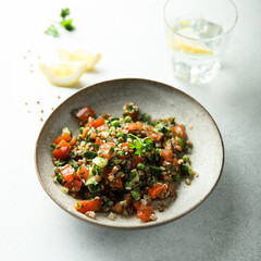 Healthy buckwheat salad with vegetables