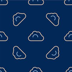 Line Cloudy weather icon isolated seamless pattern on blue background. Vector