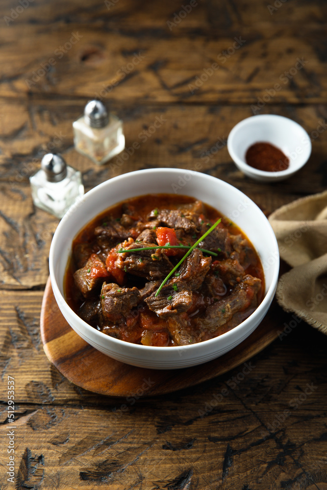 Canvas Prints homemade beef goulash or ragout with vegetables