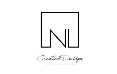 NI Square Frame Letter Logo Design with Black and White Colors.