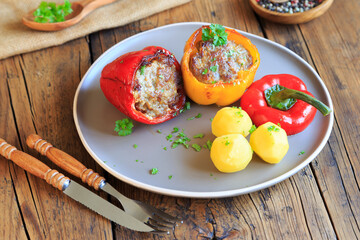 gefüllte Paprikaschoten mit Hackfleisch