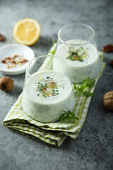 Traditional homemade cold soup with cucumber