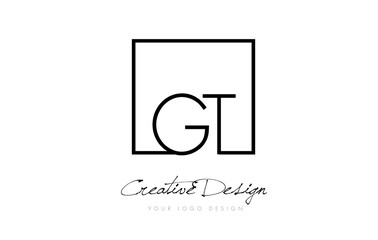 GT Square Frame Letter Logo Design with Black and White Colors.