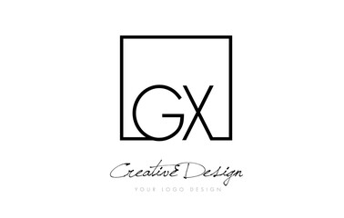 GX Square Frame Letter Logo Design with Black and White Colors.