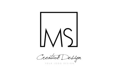 MS Square Frame Letter Logo Design with Black and White Colors.