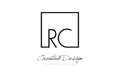 RC Square Frame Letter Logo Design with Black and White Colors.