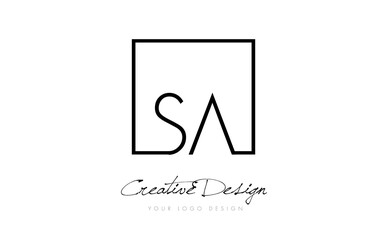 SA Square Frame Letter Logo Design with Black and White Colors.