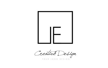 IE Square Frame Letter Logo Design with Black and White Colors.