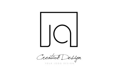JO Square Frame Letter Logo Design with Black and White Colors.