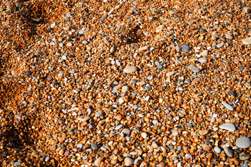 Close up of gravel on a beach 
