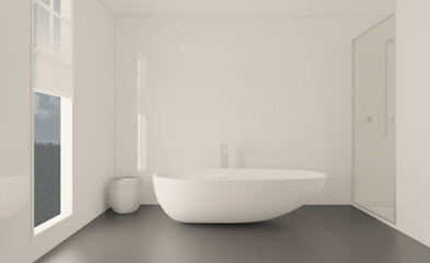 Modern Bathroom Interior Design. 3D rendering.