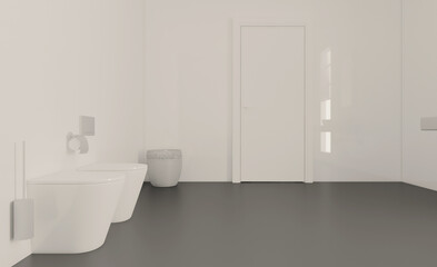 Obraz na płótnie Canvas . Clean and fresh bathroom with natural light. 3D rendering.. Abstract toilet and bathroom interior for background. 3D rendering.