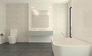 Obraz na płótnie Canvas Bathroom interior bathtub. 3D rendering.