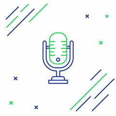 Line Microphone icon isolated on white background. On air radio mic microphone. Speaker sign. Colorful outline concept. Vector