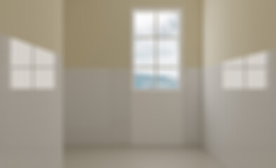 Spacious bathroom in gray tones with heated floors, freestanding. Abstract blur phototography.