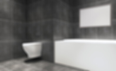 Scandinavian bathroom, classic  vintage interior design. 3D rend. Abstract blur phototography.