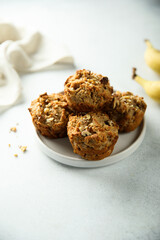 Healthy homemade banana muffins with nuts